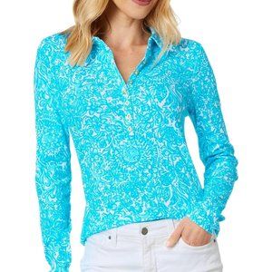 Lilly Pulitzer Blue and White Women's Jersey Top